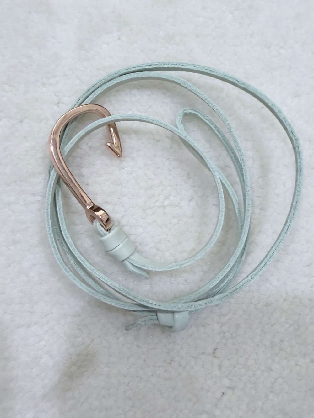 Miansai 18K Rose Gold plated Metal Hook Leather Wrap Bracelet